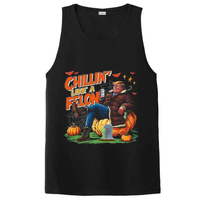 Chillin Like A Felon Donald Trump Buschlight Beer Halloween Performance Tank