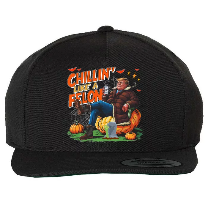 Chillin Like A Felon Donald Trump Buschlight Beer Halloween Wool Snapback Cap