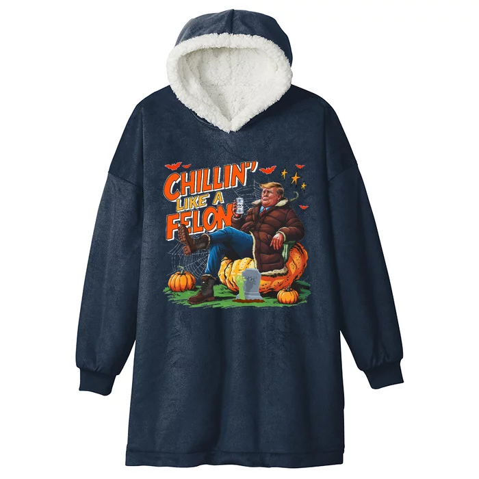 Chillin Like A Felon Donald Trump Buschlight Beer Halloween Hooded Wearable Blanket