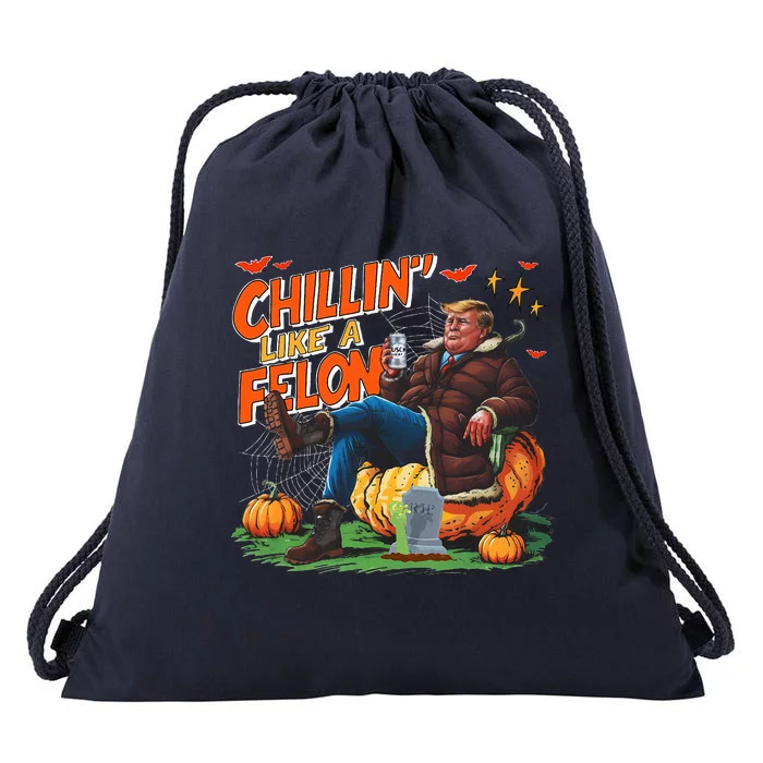 Chillin Like A Felon Donald Trump Buschlight Beer Halloween Drawstring Bag