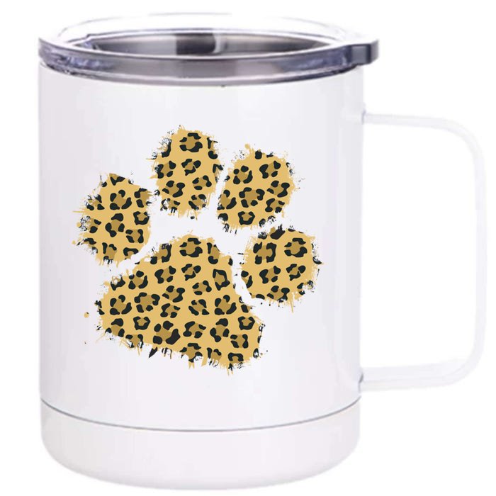 Cute Leopard Animal Big Cat Paw Print Gift Front & Back 12oz Stainless Steel Tumbler Cup