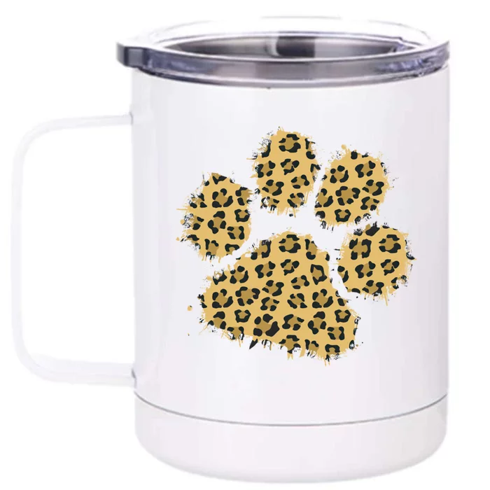 Cute Leopard Animal Big Cat Paw Print Gift Front & Back 12oz Stainless Steel Tumbler Cup