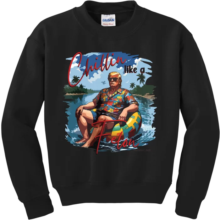 Chillin Like A Felon Thug Life Trump 2024 Kids Sweatshirt