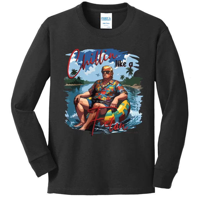 Chillin Like A Felon Thug Life Trump 2024 Kids Long Sleeve Shirt