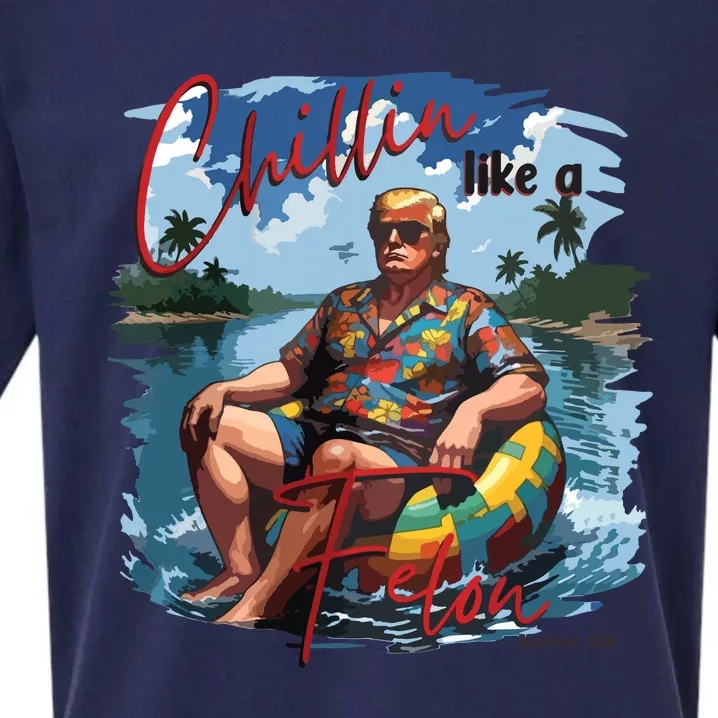 Chillin Like A Felon Thug Life Trump 2024 Sueded Cloud Jersey T-Shirt