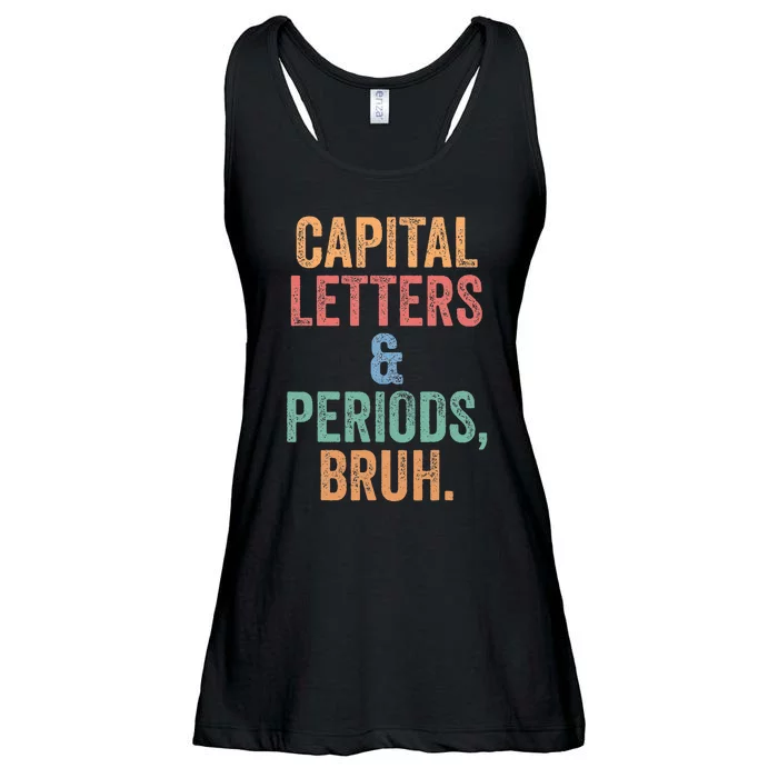 Capital Letters And Periods Bruh Bruh Teacher Ladies Essential Flowy Tank