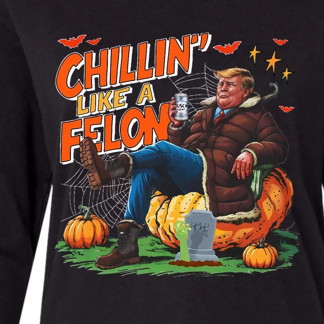 Chillin Like A Felon Donald Trump Buschlight Beer Halloween Womens Cotton Relaxed Long Sleeve T-Shirt