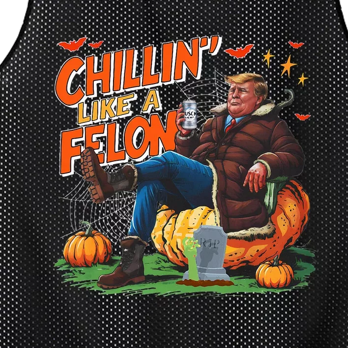 Chillin Like A Felon Donald Trump Buschlight Beer Halloween Mesh Reversible Basketball Jersey Tank