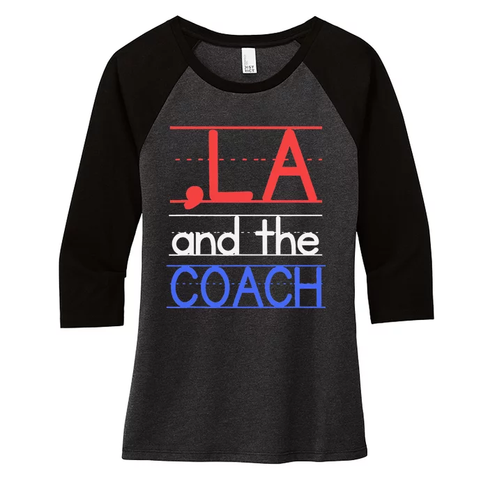 Comma La And The Coach Harris Walz 2024 Educators Gift Women's Tri-Blend 3/4-Sleeve Raglan Shirt