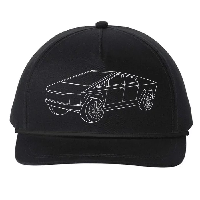 Cybertrucks Line Art Futuristic Truck Cyber Snapback Five-Panel Rope Hat