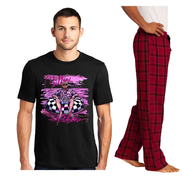 Chillin Like A Felon Retro Summer Pink Funny Trump 2024 Pajama Set