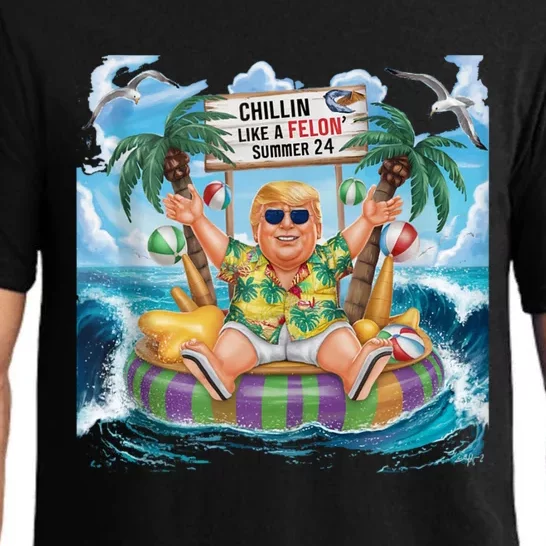 Chillin Like A Felon Funny Cool Trump 2024 Pajama Set