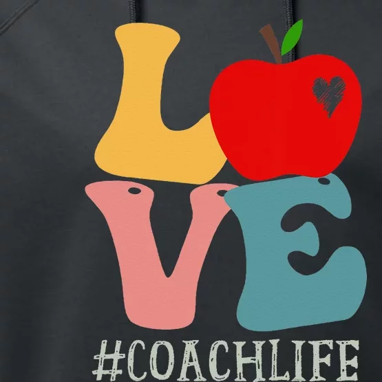 Coach Love Apple Groovy Retro Cute Back To School Performance Fleece Hoodie