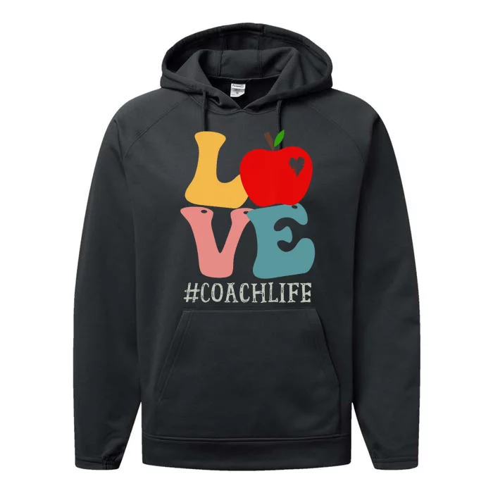 Coach Love Apple Groovy Retro Cute Back To School Performance Fleece Hoodie