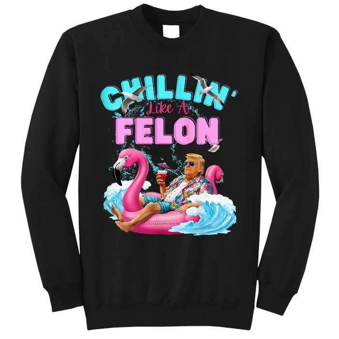 Chillin Like A Felon Summer Retro Pool Tall Sweatshirt