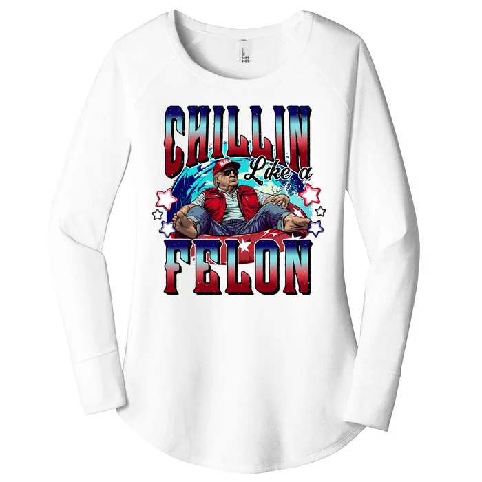 Chillin Like A Felon Trump President 2024 Take America Back Women's Perfect Tri Tunic Long Sleeve Shirt