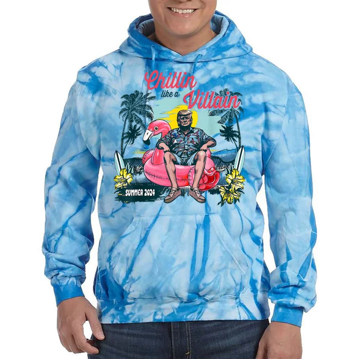 Chillin Like A Felon Funny Trump For President Summer 2024 Tie Dye Hoodie