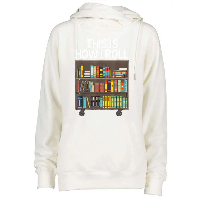 Cute Library Art Book Reader School Librarian Womens Funnel Neck Pullover Hood