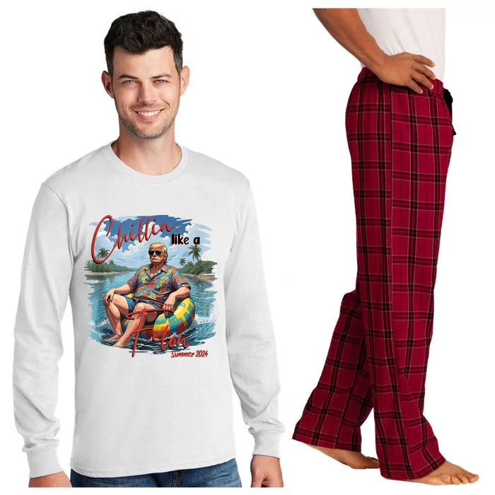 Chillin Like A Felon Trump For President 2024 Funny Trump Long Sleeve Pajama Set