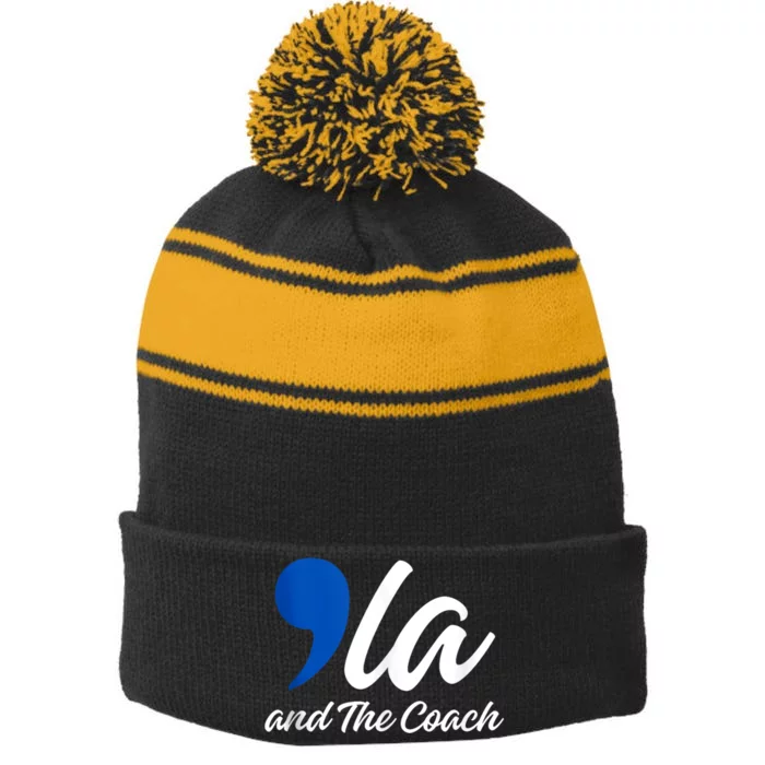 Comma La And The Coach 2024 Stripe Pom Pom Beanie