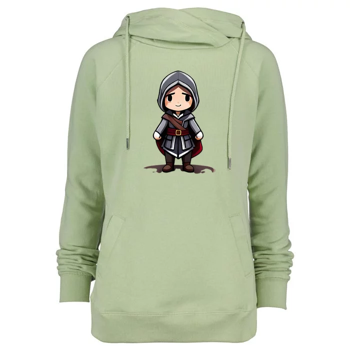 Cute Little Assassins Womens Funnel Neck Pullover Hood