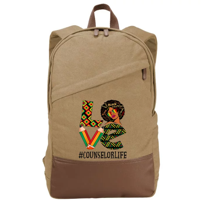 Counselor Love Afro African American Black History Month Cotton Canvas Backpack