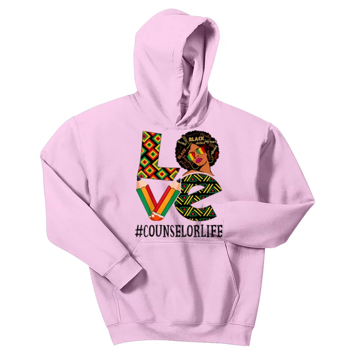 Counselor Love Afro African American Black History Month Kids Hoodie