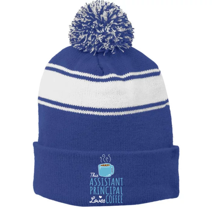 Coffee Lover And Assistant Principal Gift Stripe Pom Pom Beanie