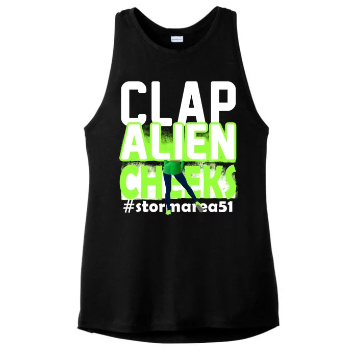 Clap Alien Cheeks Storm Area 51 Ladies Tri-Blend Wicking Tank