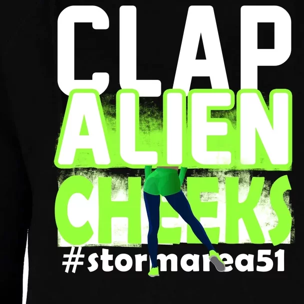 Clap Alien Cheeks Storm Area 51 Womens Funnel Neck Pullover Hood