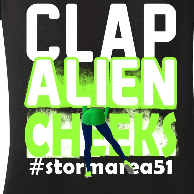 Clap Alien Cheeks Storm Area 51 Women's V-Neck T-Shirt