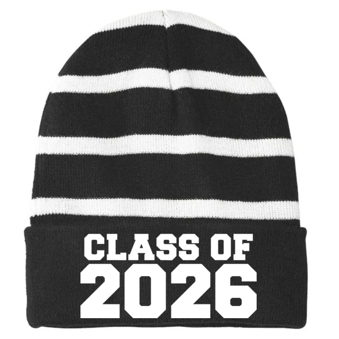 Class Of 2026 Graduation Striped Beanie with Solid Band