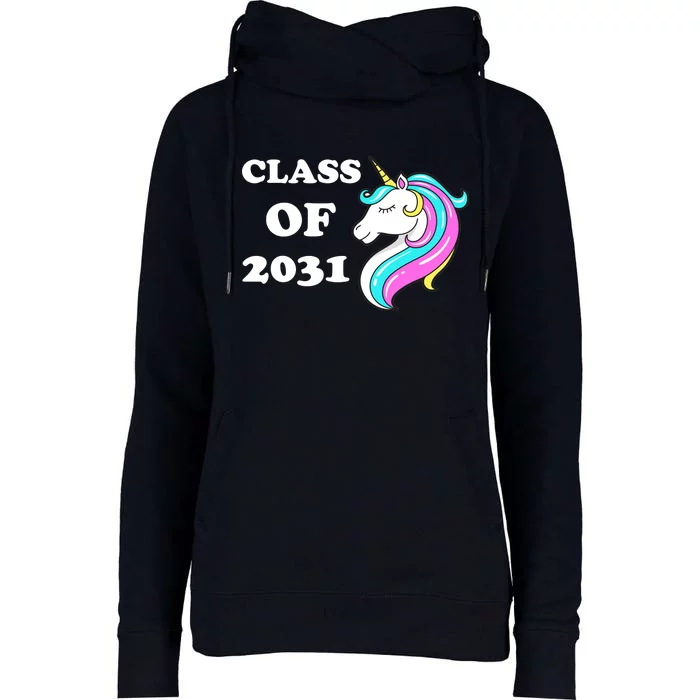 Class Of 2031 Unicorn Womens Funnel Neck Pullover Hood