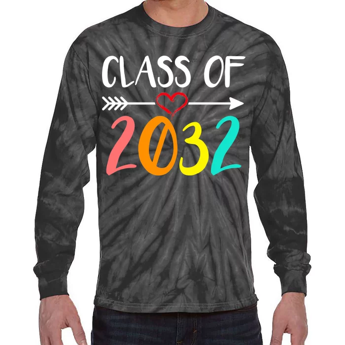 Class Of 2032 First Day Of School Kindergarten Tie-Dye Long Sleeve Shirt