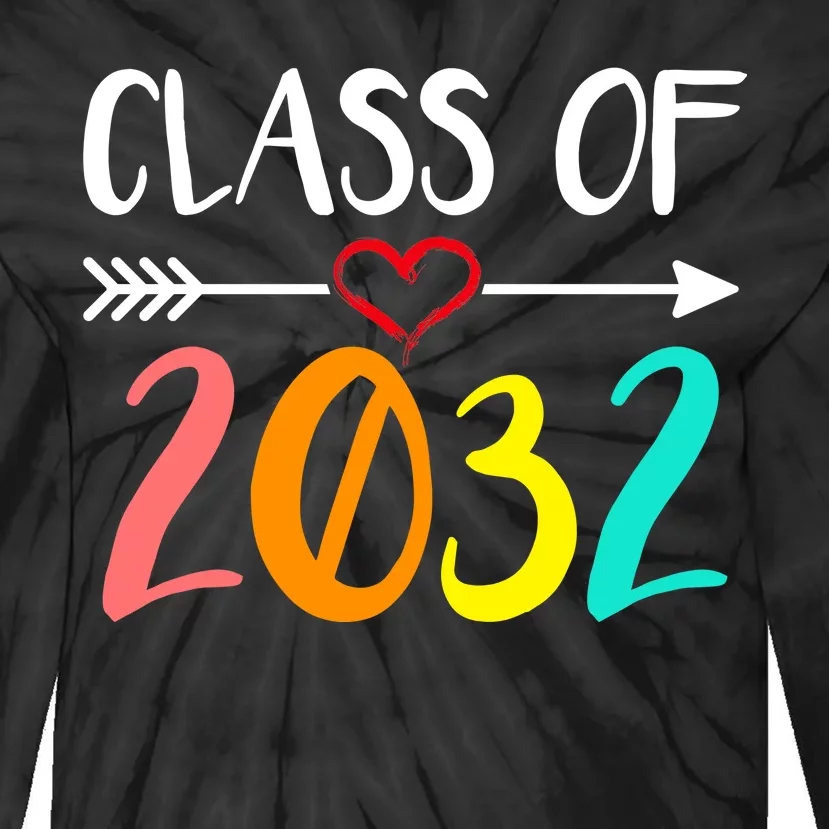 Class Of 2032 First Day Of School Kindergarten Tie-Dye Long Sleeve Shirt