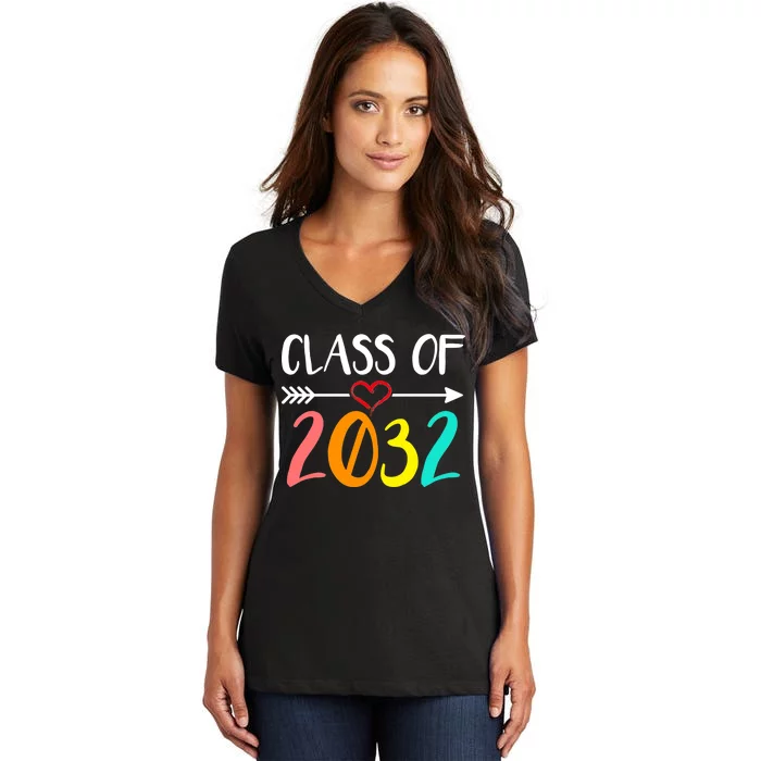 Class Of 2032 First Day Of School Kindergarten Women's V-Neck T-Shirt