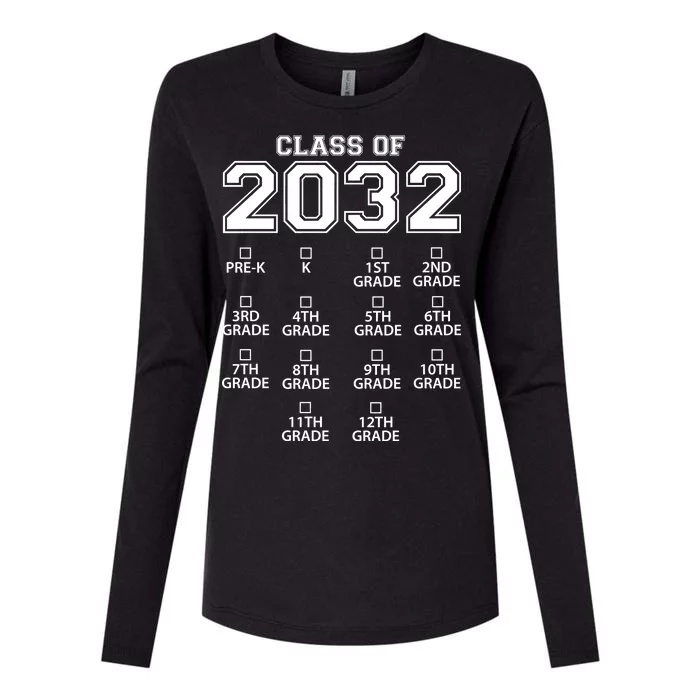 Class Of 2032 Grades Checklist Funny Womens Cotton Relaxed Long Sleeve T-Shirt