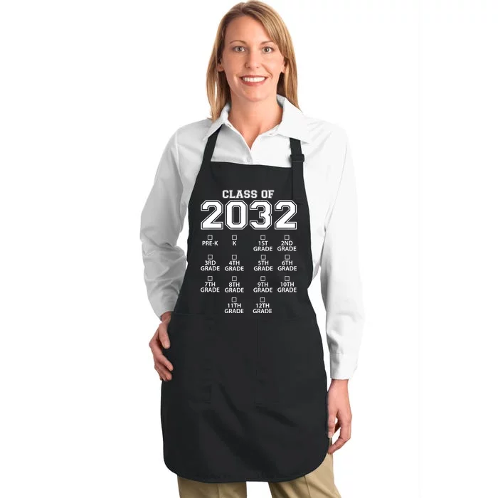 Class Of 2032 Grades Checklist Funny Full-Length Apron With Pocket