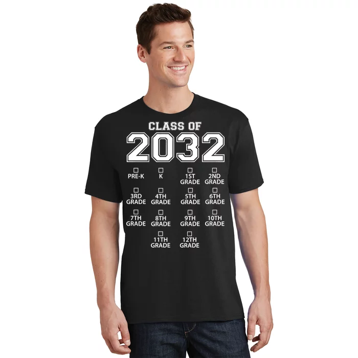 Class Of 2032 Grades Checklist Funny T-Shirt