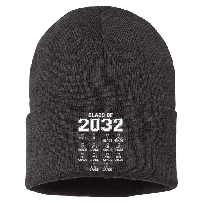 Class Of 2032 Grades Checklist Funny Sustainable Knit Beanie