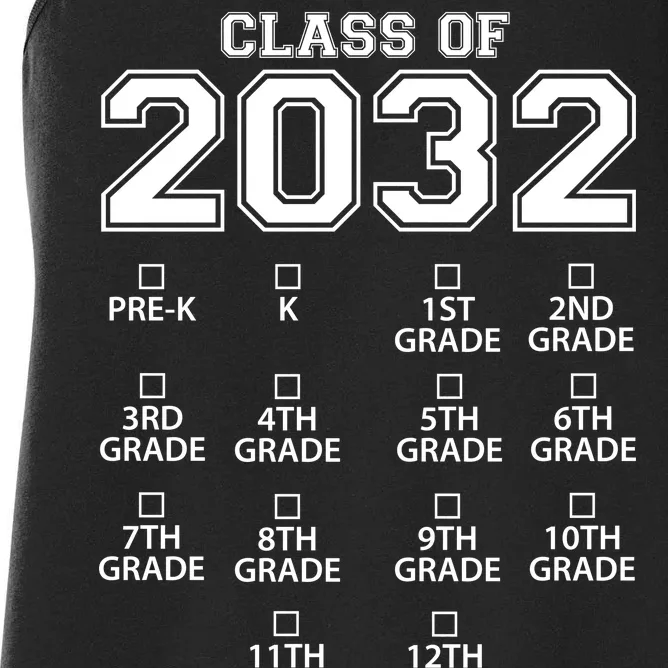 Class Of 2032 Grades Checklist Funny Women's Racerback Tank