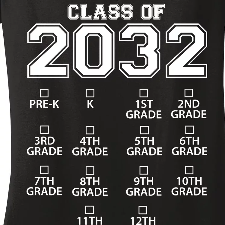 Class Of 2032 Grades Checklist Funny Women's V-Neck T-Shirt