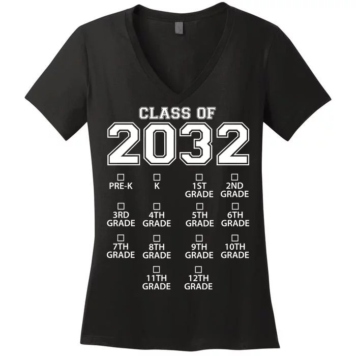 Class Of 2032 Grades Checklist Funny Women's V-Neck T-Shirt