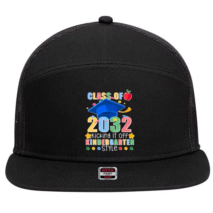 Class of 2032 Kicking off Kindergarten 7 Panel Mesh Trucker Snapback Hat