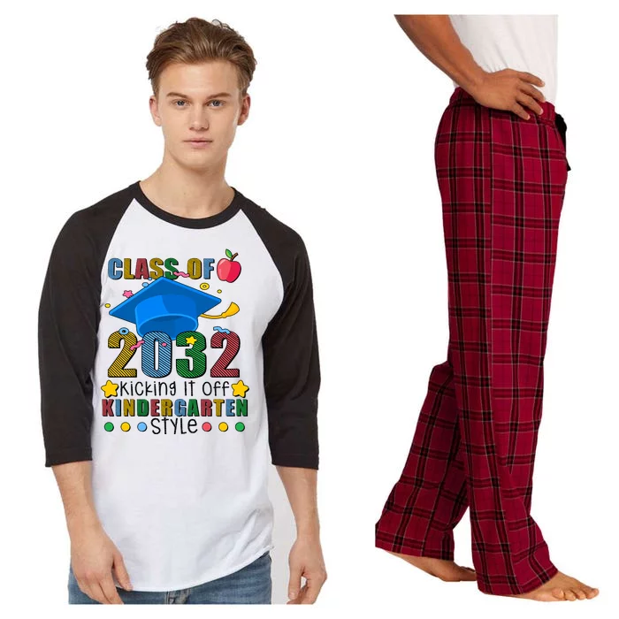 Class of 2032 Kicking off Kindergarten Raglan Sleeve Pajama Set