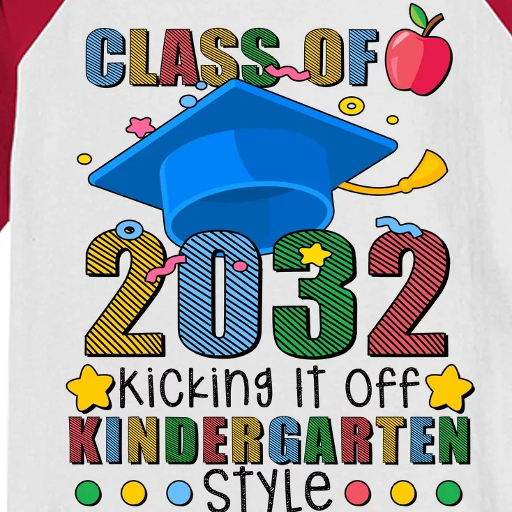 Class of 2032 Kicking off Kindergarten Kids Colorblock Raglan Jersey