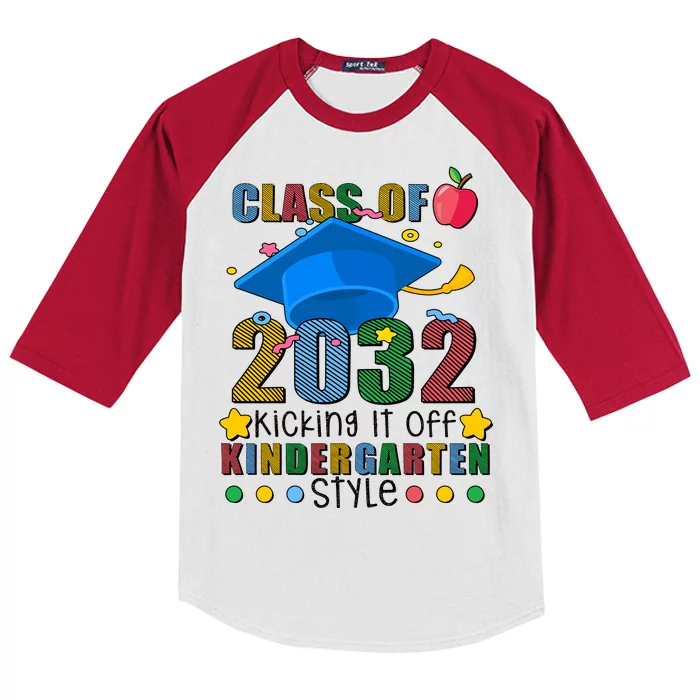 Class of 2032 Kicking off Kindergarten Kids Colorblock Raglan Jersey