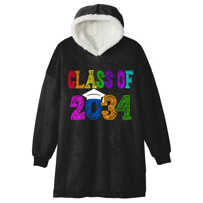 Class Of 2034 Graduation First Day Of School Hooded Wearable Blanket