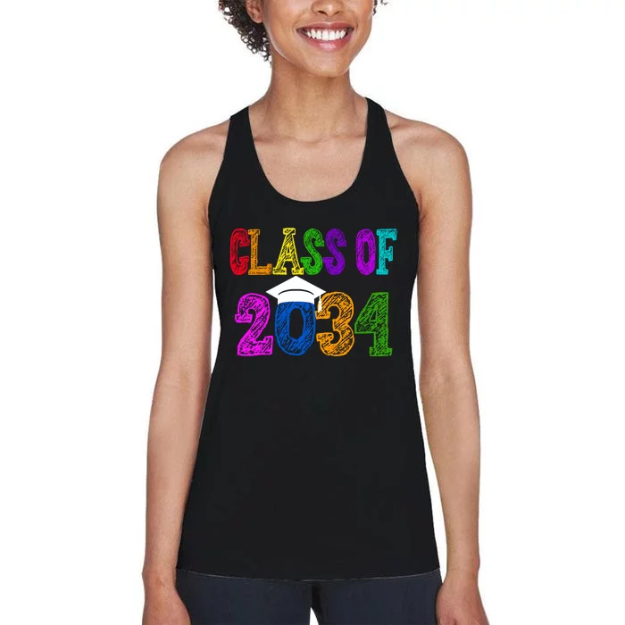 Class Of 2034 Graduation First Day Of School Women's Racerback Tank