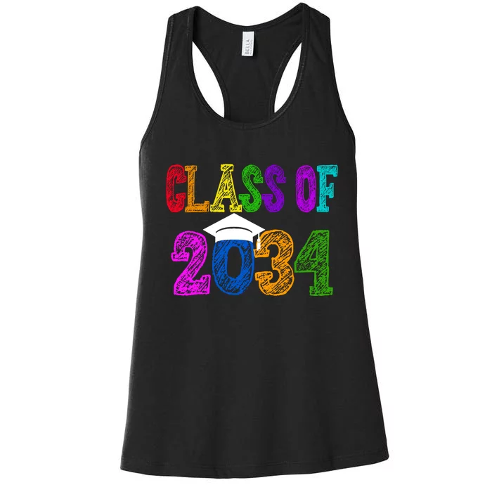 Class Of 2034 Graduation First Day Of School Women's Racerback Tank